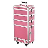 Yahee Kosmetikkoffer Multikoffer Schmuckkoffer Schminkkoffer Friseurkoffer, 4 in 1 (Pink)